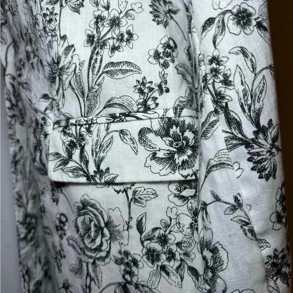 JOIE LINEN BLAZER Grey/White floral print NWT POCKETS SZ S & SZ M notched collar - Picture 5 of 12